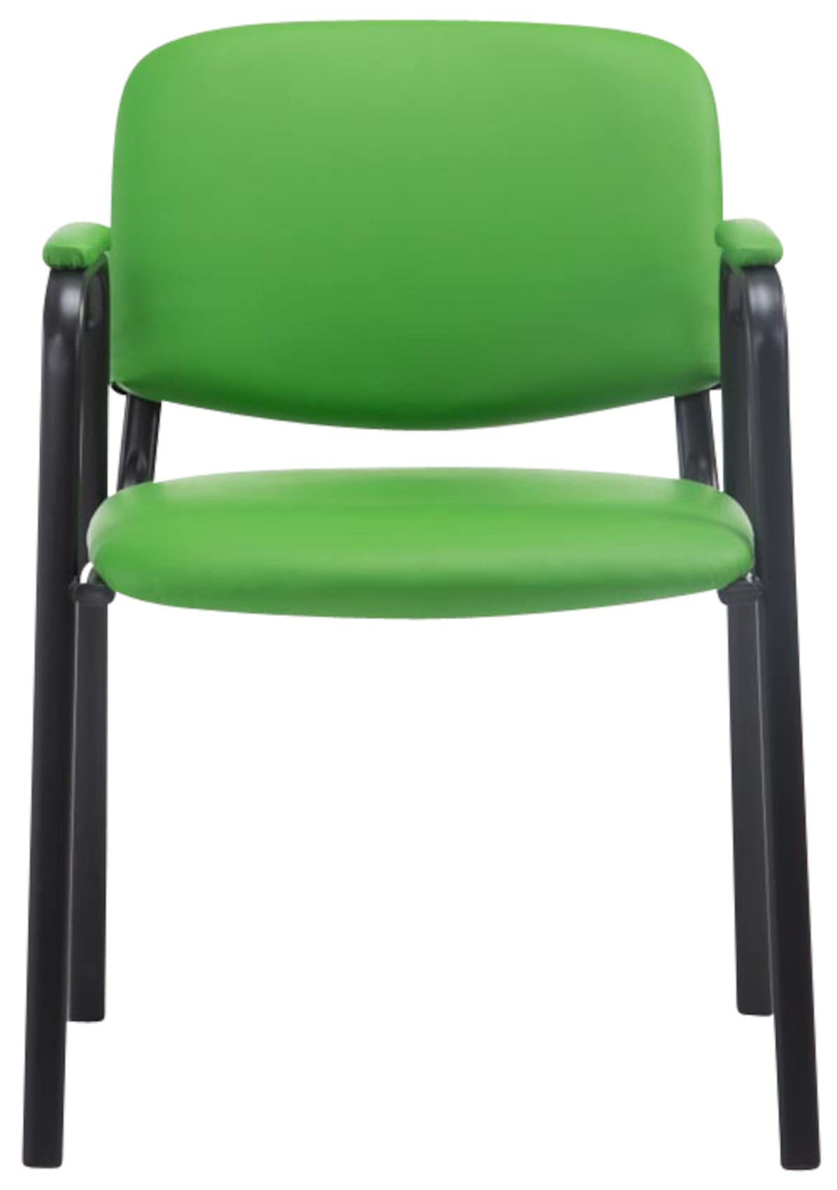 CLP Set 4 Sedie Impilabili Ken Pro con Braccioli Imbottiti, Sedie da Conferenza in Ecopelle, Telaio Metallo Nero, Robuste fino a 150 kg, Colore:verde