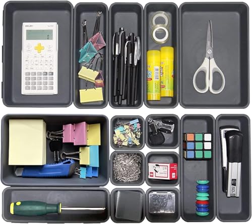 Kutesna 15 PCS Interlocking Desk Drawer Organizer Separator for...