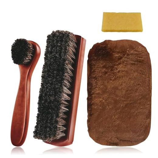 Flintronic Lot de 4 Brosse à Chaussures, Une Petite Brosse à Chaussures et Une Petite Brosse à Cirage en Poils Naturels, Brosses de Polissage en CRIN de Cheval pour Polir Vos Chaussure