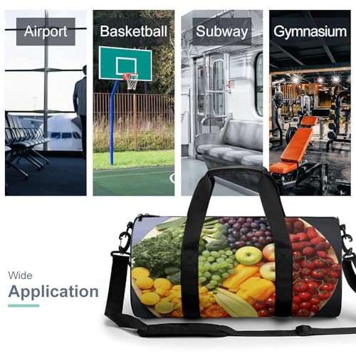 Rainbow Vegetable And Fruit Gym Bag for Men Women, Sturdy Oxford Cloth Travel Bags with Removable Shoulder Strap, Waterproof Duffel Bag for Fitness, Travel, Yoga3