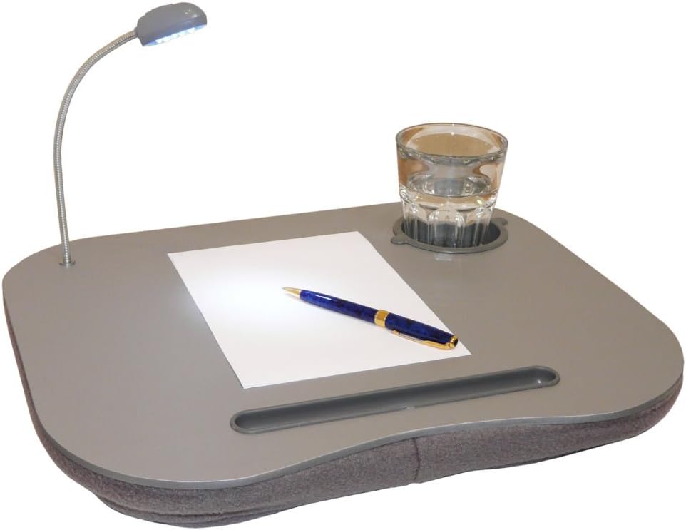 Safield Modern Silver Laptop Desk with Light, Cushion