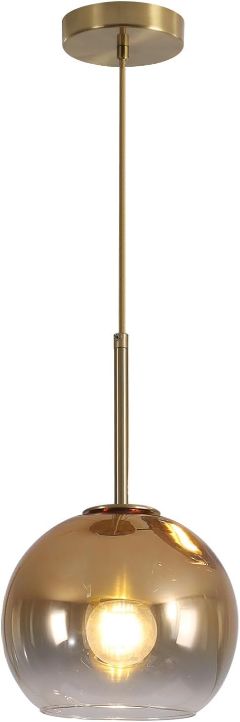 KCO Lighting Glass Globe Hanging Light Fixture Modern Gold Pendant Lights Kitchen Island Mid Century Dining Room Hanging Light Fixtures Over Table Single Pendant Light Gold-20cm