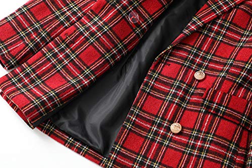 CHARTOU Women's Tailored Collar Slim Plaid Double Breasted Short Blazer Jacket4