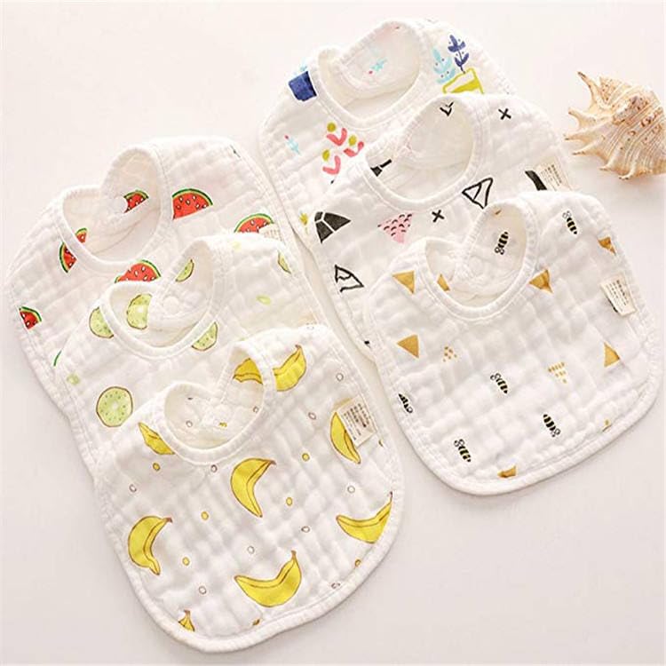 TERI BERI 3Pcs Snap Muslin Cotton Bibs for Baby Machine Washable Adjustable Burp Cloths with 6 Absorbent Soft Layers for Infant Newborn Toddler Drooling Feeding and Teething (Style 1) 2