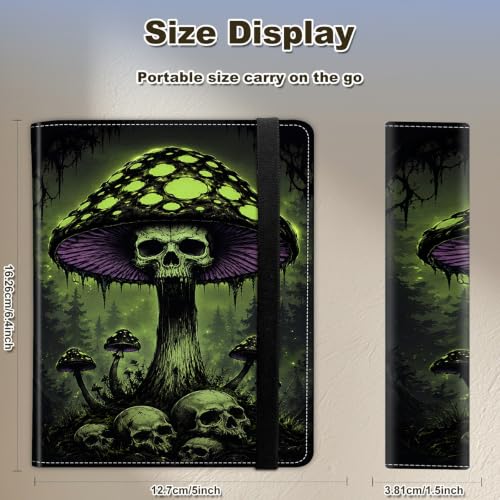 Image of Photo Album 4x6 120 Photos with Strong Elastic Band, Skull Mushroom | Large Capacity Premium Leather Picture Album, Portable Wallet Albums Photo Book for Family Anniversaries Wedding Baby