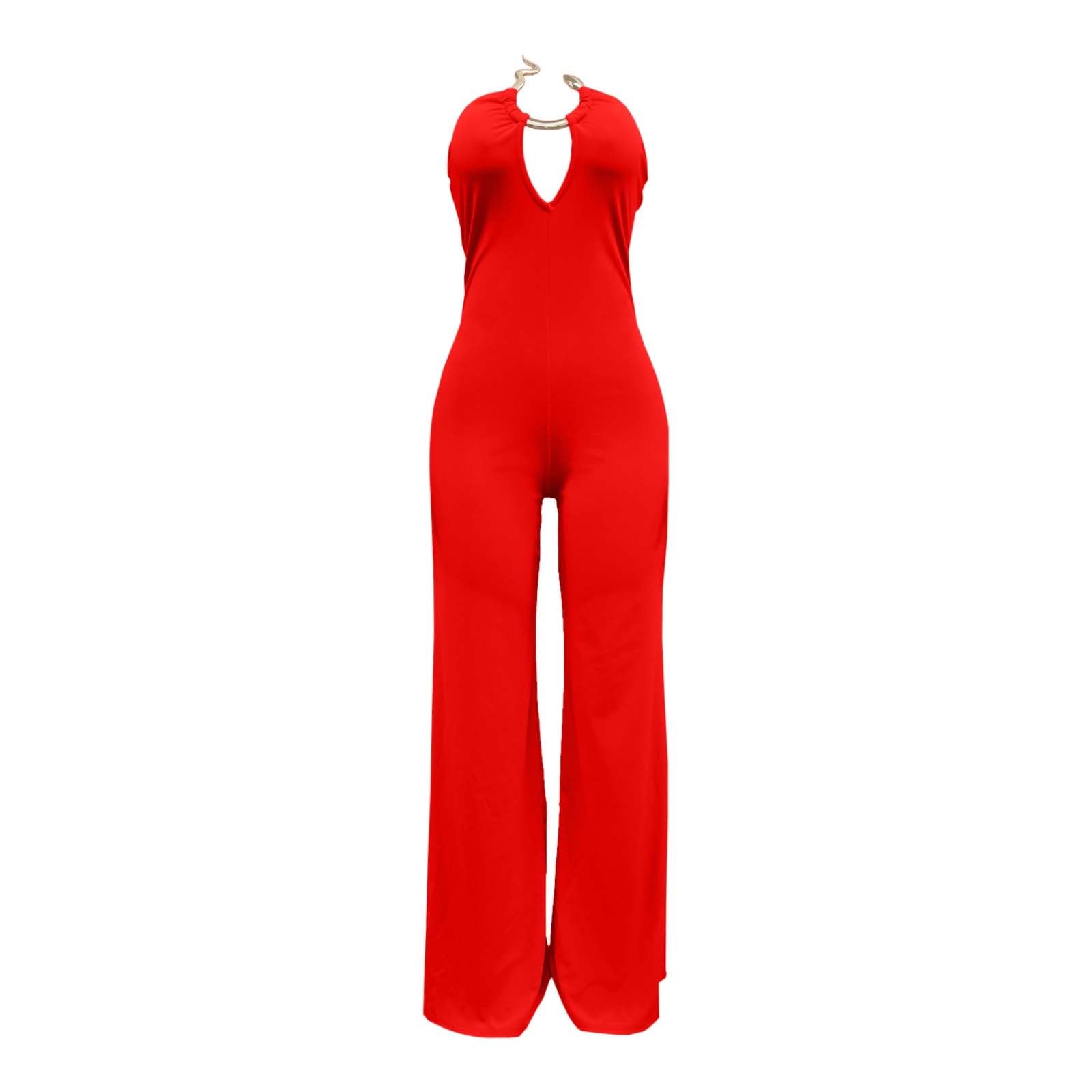 Jumpsuit Damen Sommer Lang, Overall Damen Elegant, Ärmellos Weites Bein Playsuit Einteiler Kostüm, Romper Outfit Frauen Komplett, Hosenanzug Damen Festlich Elegant Sexy Retro Jumpsuit Damen für Büro