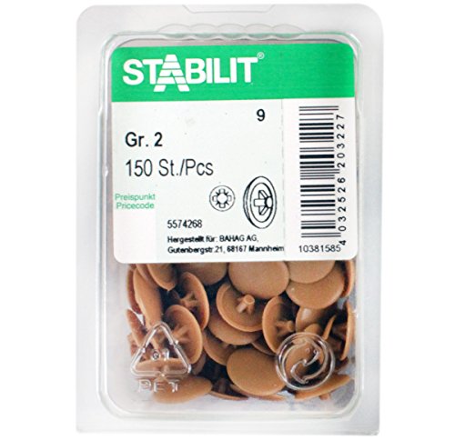 Preisvergleich Produktbild 150 Stk. STABILIT Abdeckkappen Gr.2 Kunststoff Kreuz hellbraun 5574268