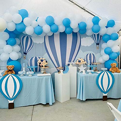 100Pcs Sky Blue White Balloon Garland & Arch Kit-100Pcs Latex Balloons, 16 Feets