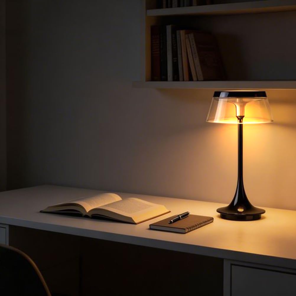 AoLa Tischlampe Pilz Kabellos Akku Pilzlampe LED Dimmbar Tischleuchte Touch Control USB Aufladbar Nachttischlampe Innen und Außen Tragbare Pilz Lampe Batteriebetrieben für Schlafzimmer Camping,Schwarz