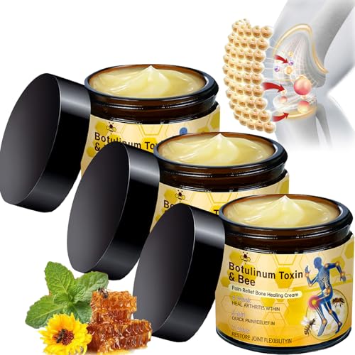Natürliche Bienengift-Reparaturcreme mit Kurkuma, Tiefenwirksame Gelenk & Muskel Pflege gegen Schmerzen und Steifheit, Nacken, Knie Für Sportler und Senioren, 60g Glas Winter (Honey-3Box)