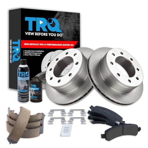 Image of TRQ Rear Brake Pad & Rotor Kit Semi-Metallic Compatible with 2008-2016 GMC Savana 3500