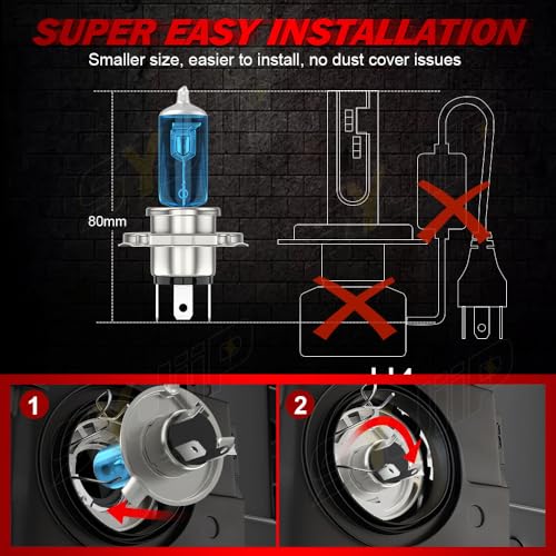 Image of Upgraded Halogen Headlight Bulbs for Toyota Tundra 2014 2015 2016 2017 2018 2019 2020 2021, High and Low Beams + Fog Lights Headlamp Combo, 300% Brightness, 6000K White Bright, Plug n Play, 4 PCS
