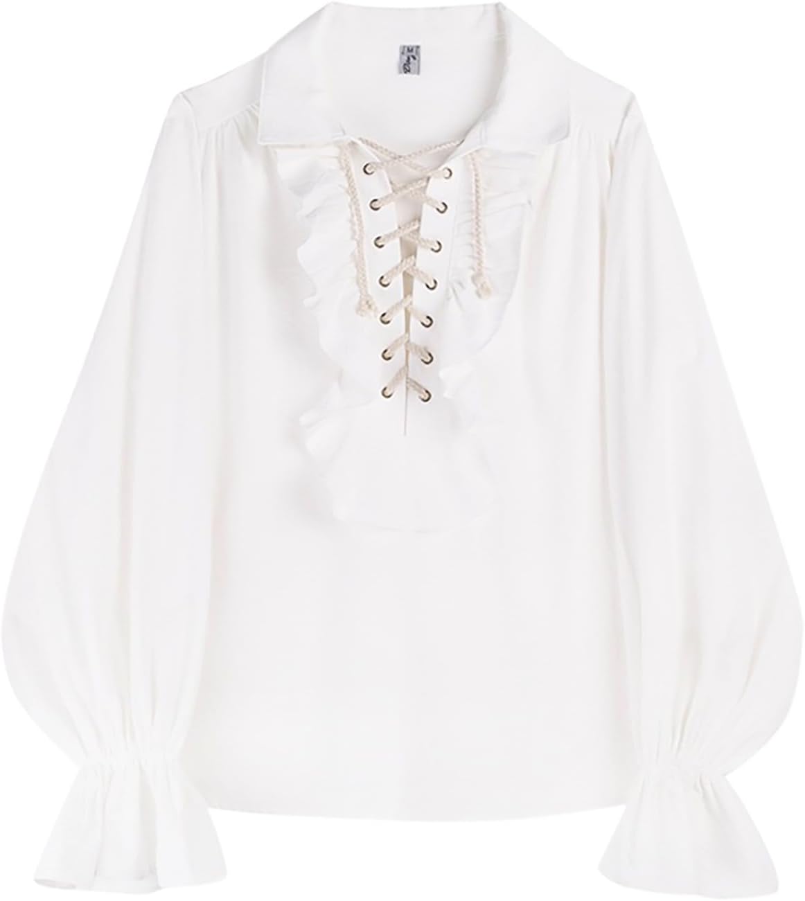 Men's Oktoberfest Shirt Ruffled Lace Neckline Gothic Style Retro Casual