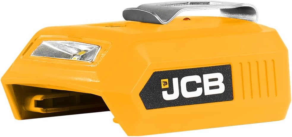 JCB Tools - JCB 20V Power Tool Battery USB Adaptor - Dual USB Charging Ports With LED Light - Convert JCB 20V Battery Into Mobile, Tablet, USB Fast Charger Outlet For iPhone, Android, Cameras, iPad