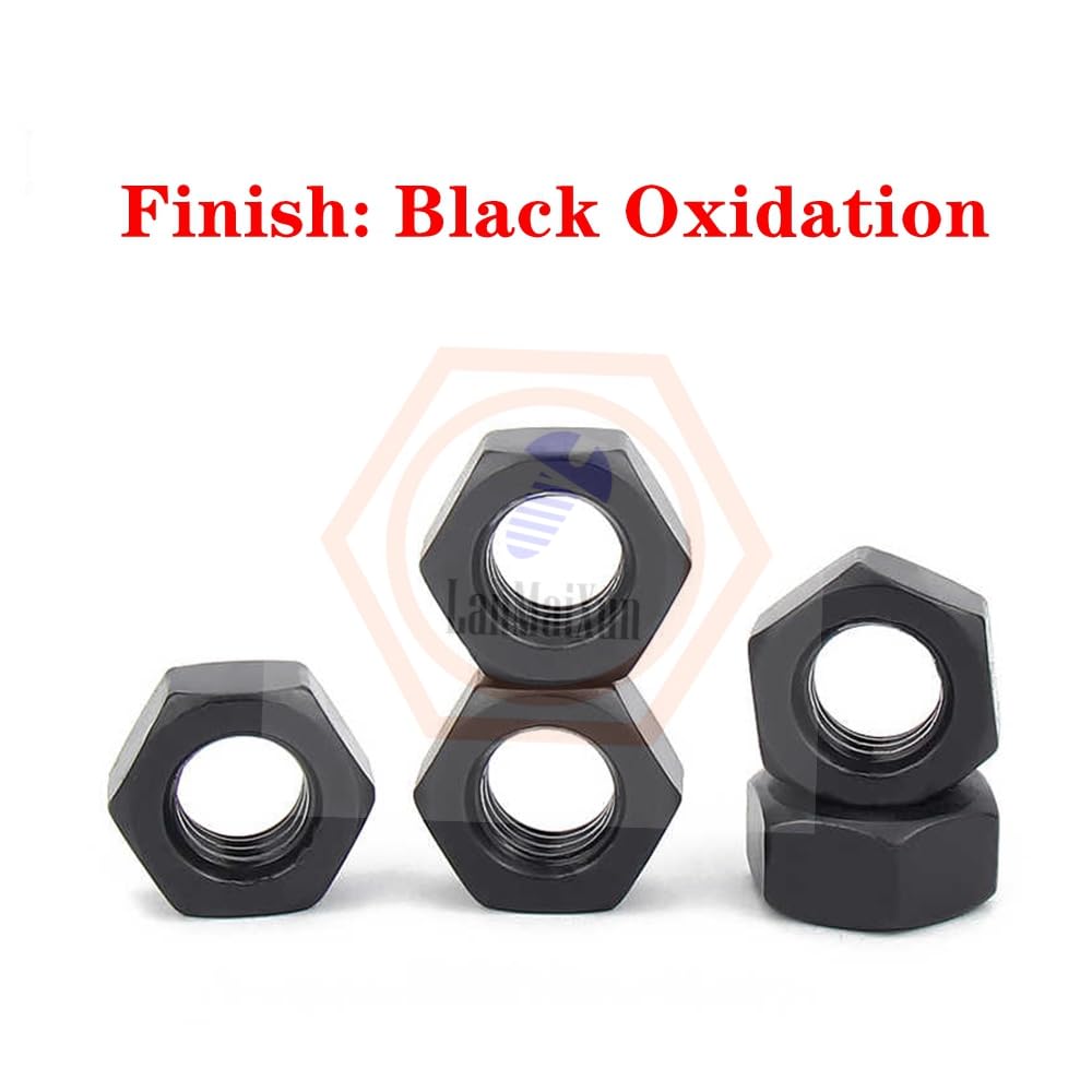 10pcs M16-2.0 12.9 Niveau Acier allié, Oxydation noire écrou hexagonal, écrou de blocage