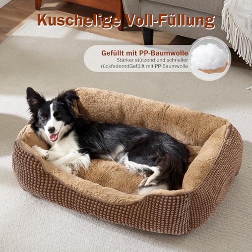 FURTIME Hundebett Mittelgroße Hunde, Hundekorb Waschbar Flauschig, rutschfeste Hundekörbchen, Anti-Angst Hundebetten für Mittelgroße und Kleine Hunde und Katzen, 63x53x20cm
