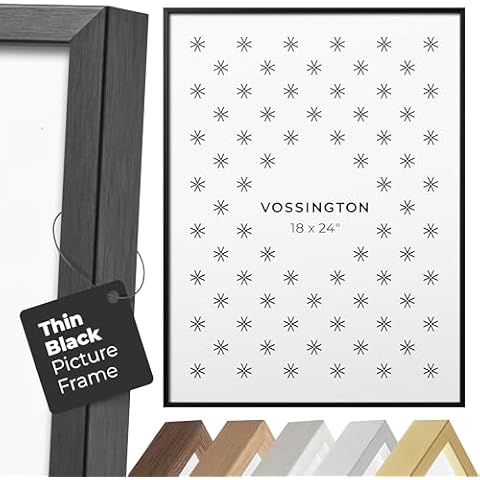 Vossington Thin 18x24 Poster Frame - Black Frame Color - Slim & Modern Frame Design - Fits 1 Picture, Art Print, or Poster (18 x 24 Inches) Cover