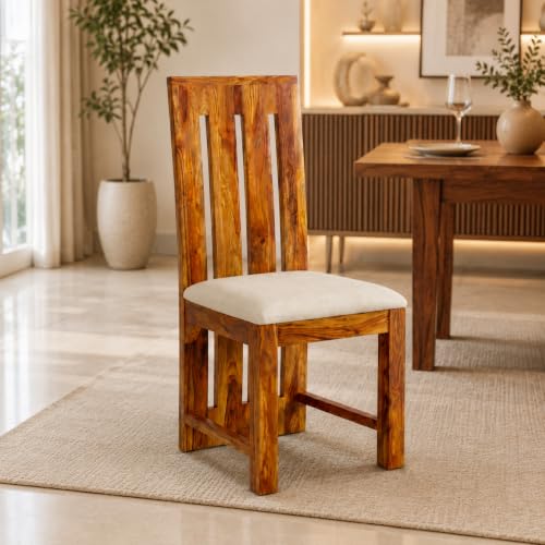 Image of Sheesham Wood 4 Seater Dining Table Set for Living Room Solid Wood Dining Table Set with 4 Chairs, Diningroom Furniture