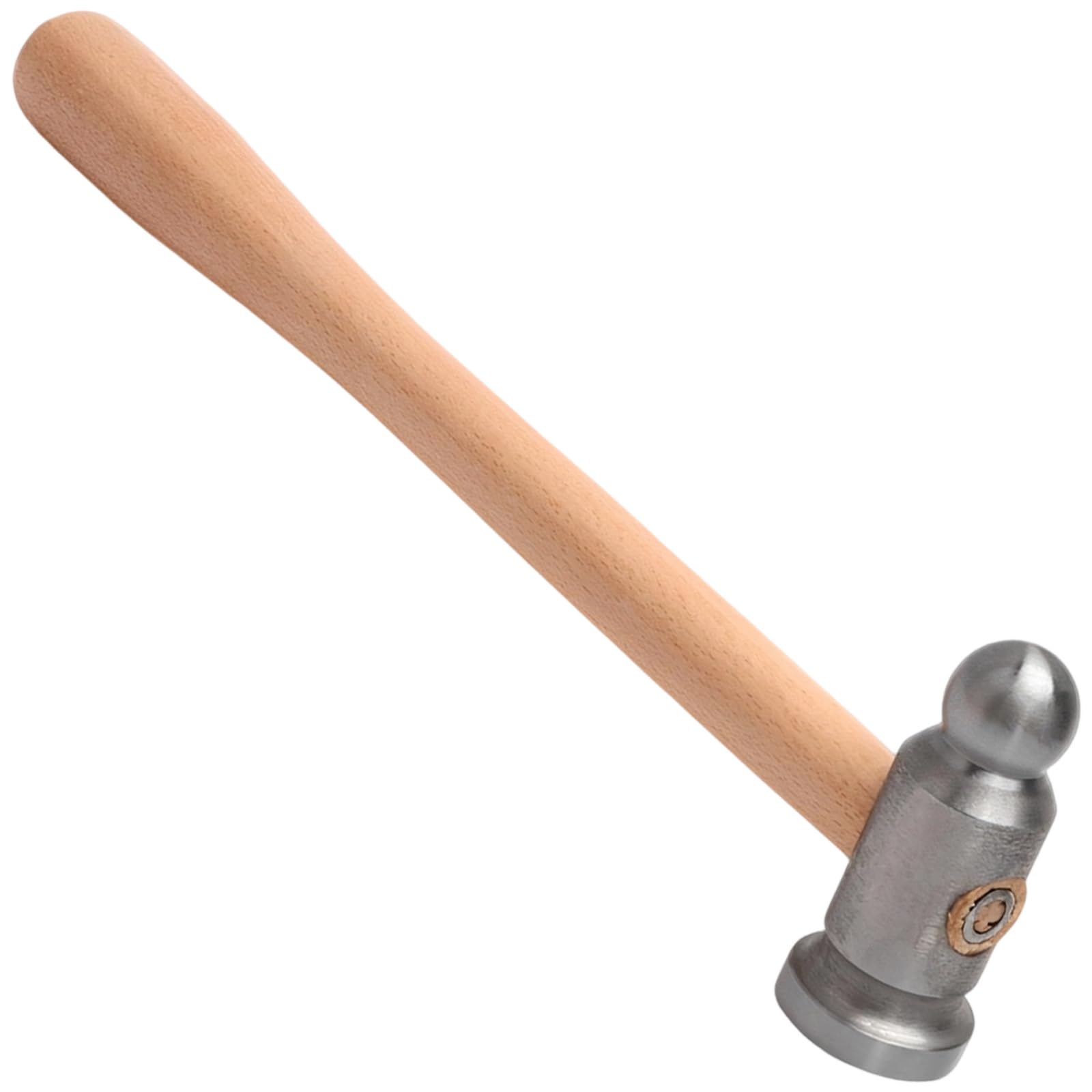 Rundhammer mit großem Kopf, Kugelhammer aus Metall und bequemen Griff aus Eschenholz, doppelseitiger kleiner Hammer für Schmieden, Holzarbeiten, Montage und Reparaturen im Haushalt