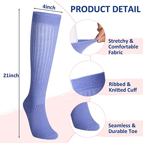 14 Pairs Slouch Socks for Women Colorful 80s 90s Neon Scrunch Sock Extra Long Crew Knee High Sock, Size 9-114