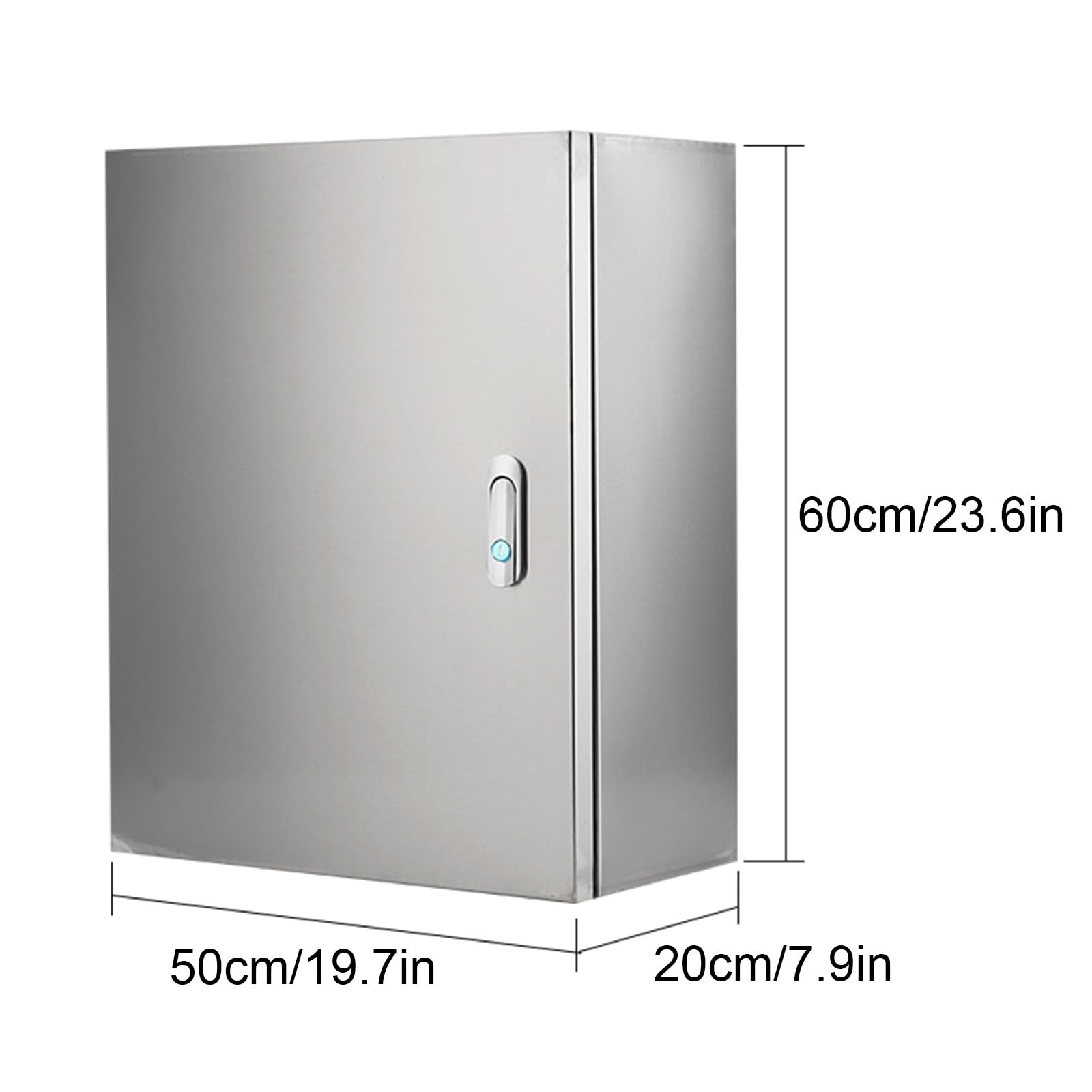 Elektroverteilerkasten aus Edelstahl 304, Robuster Elektroverteilerkasten for Den Außenbereich, mit Sicherheitsschloss, Wasserdicht und Rostfrei(60x50x20cm/23.6x19.7x7.9in)