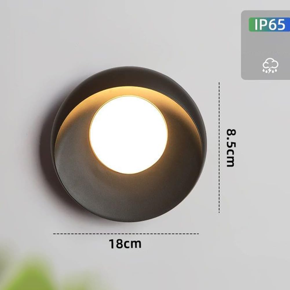 LED-owa kinkiet zewnętrzny, nowoczesna czarna kinkietowa lampa ścienna, okrągła, do wnętrz i na zewnątrz, dekoracyjne oświetlenie ścienne, wodoodporna IP65, lampa zewnętrzna w stylu retro