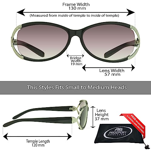 proSPORT Reading Sun Glasses +2.75 Tinted Smoke Lens Black with Silver Frame and Black frame with Gold with Rhinestones for Women…