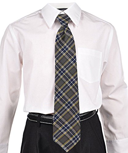 Cookie's Adjustable Banded Necktie with Clip - gray/blue/white/gold *plaid