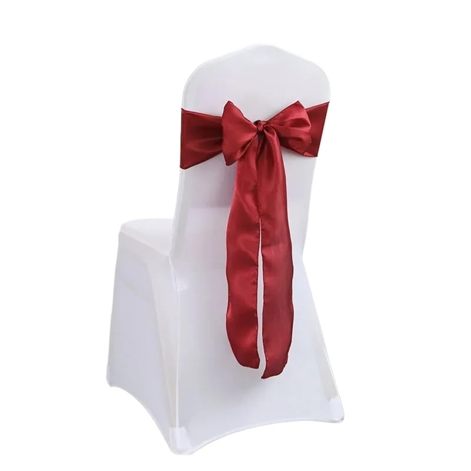 RRYPBOVG Chair Ribbon 10/50pcs Satin Chair Sash Bows Cover Ribbons For Wedding Banquet Party Event Graduation Ceremony Decoration(Wine red,50pcs)