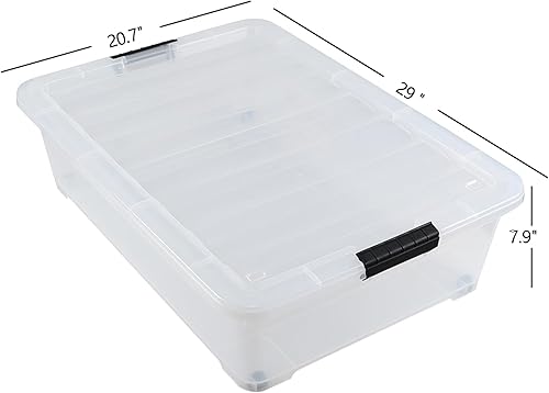 Miniatura 2 de Paquete de 3 cajas de almacenamiento de perfil bajo de 50 cuartos de galón debajo de la cama, contenedor de almacenamiento grande debajo de la cama