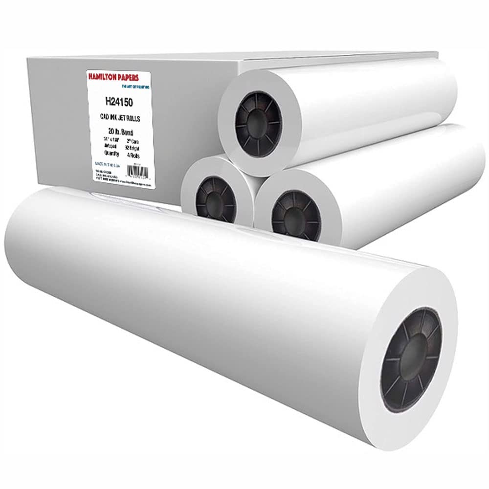 Buy Wide Format Plotter Paper 24” x 150' CAD Rolls 92 Bright Ink Jet