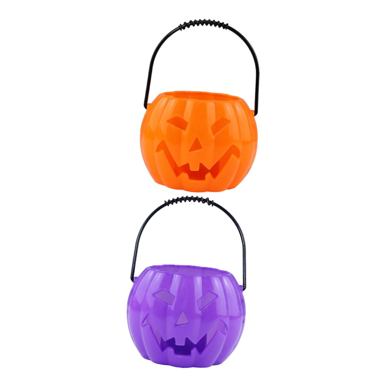 DECHOUS 2PCS Luminous Halloween Pumpkin Lamp with Handle Sound Activated Handheld Pumpkin Barrel for Festive Decoration Lantern Design Random Color