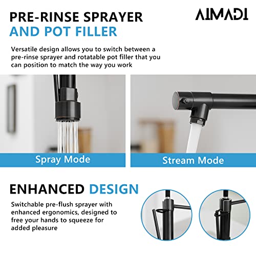 Image of AIMADI Oil Rubbed Bronze Kitchen Faucet,Commercial Kitchen Sink Faucet | Modern Single Handle Single Hole Kitchen Faucets with Pull Down Sprayer