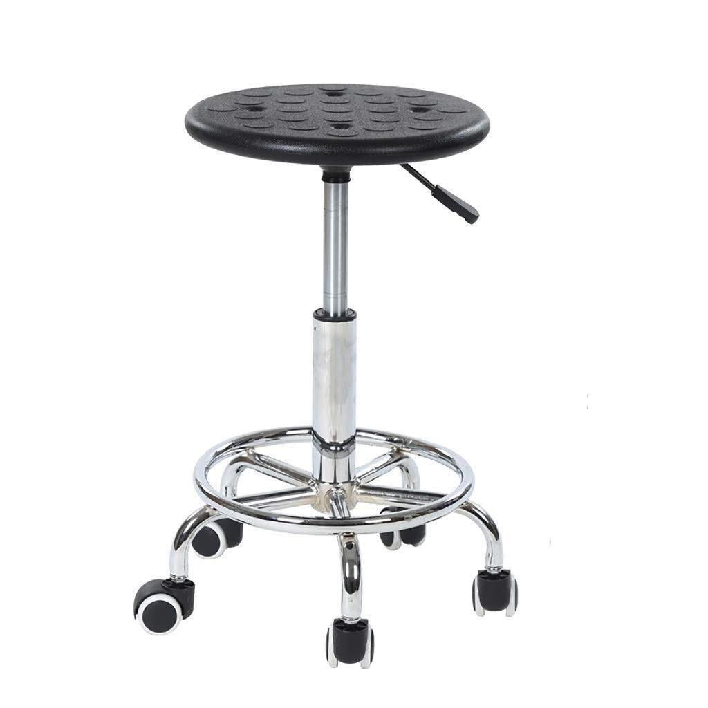 5 Claws Small Work Stool Pulley Stool Punched Anti Static Panel Silent Rotation Electroplating for Clinic Workshop Office Lifting 48-58cm (Color : Black)