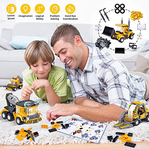 Gxi Konstruktionsspielzeug für Kinder, 6-in-1 DIY Engineering Trucks 718 Teile STEM Roboter Bausteine Spielzeug ab 6 7 8… – Bild 4
