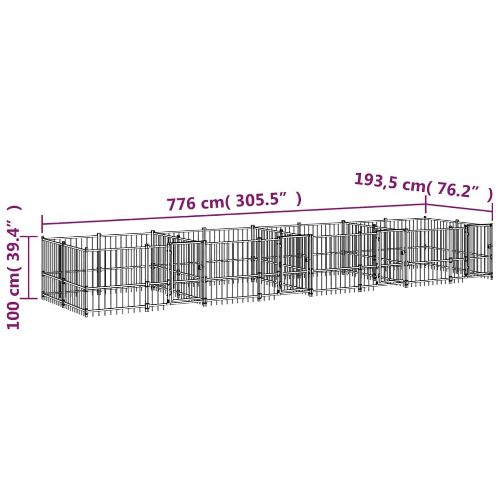 Forniture per cani Outdoor Dog Kennel Steel 15.02 m Animali e forniture per animali domestici