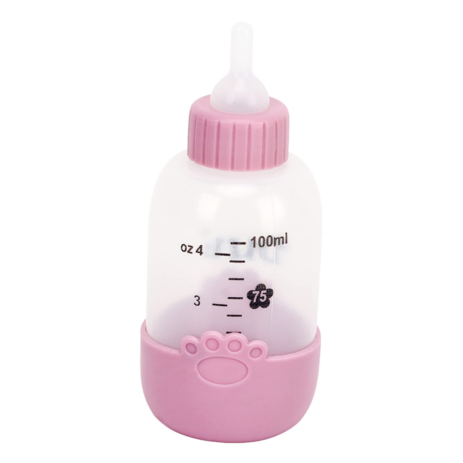 Pet Milk Bottle Paw Pattern Pet Milk Bottle Universal Transparent Dog Scale (Pink)