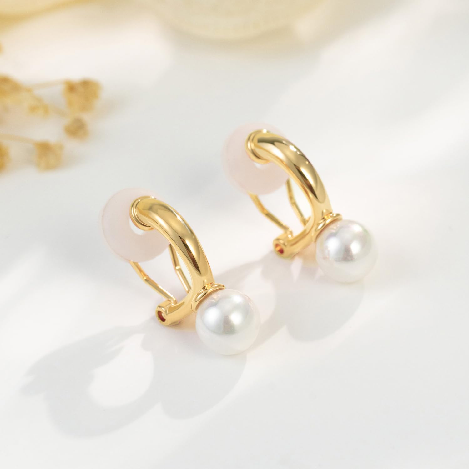Pendientes de Perla para Mujer Pendientes Clip Sin Agujero Dorados y Plateados Regalo para Mujer