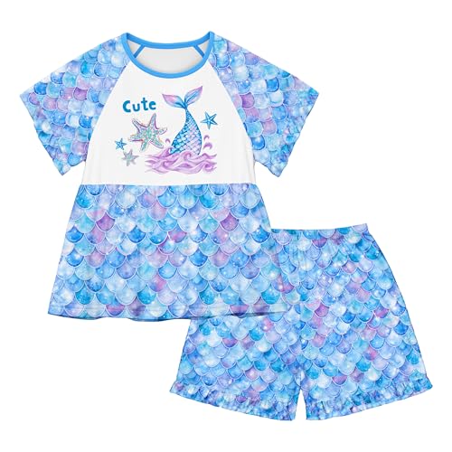 LQSZ Girls Summer Short Set Breathable Outfits Short Sleeve Tee T Shirt Shorts Cute Clothing Set Size 3-12