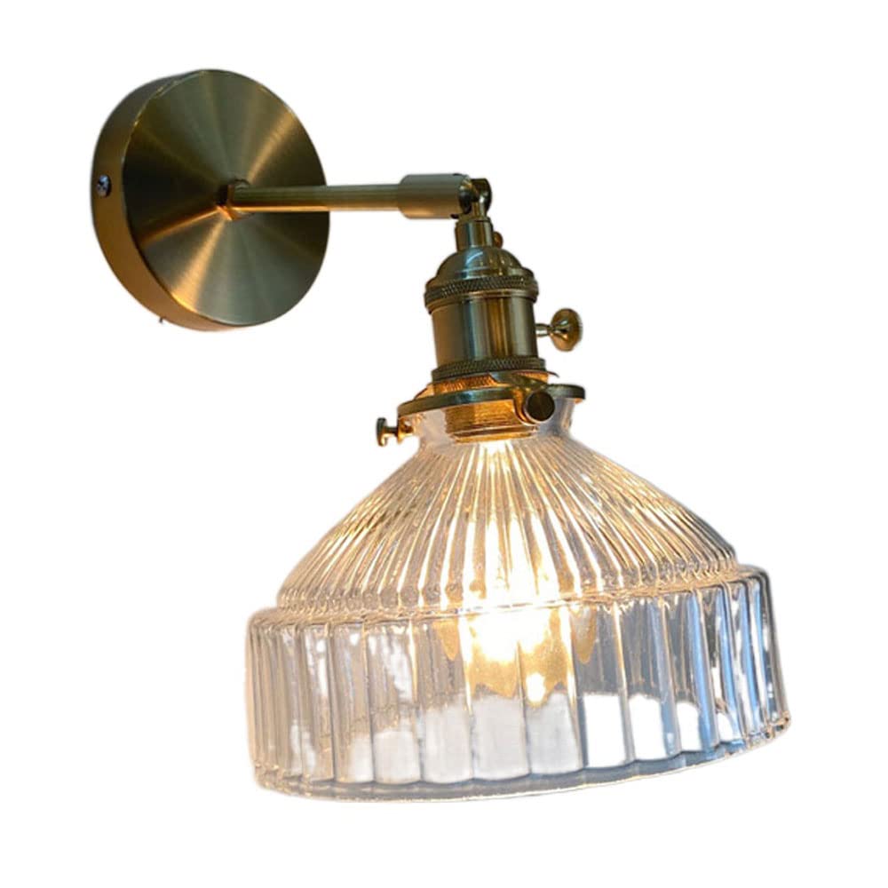 KBUUKYYXouy Brass Wall Lamps, Nordic Personality with Glass Shades Decorative Wall Sconce, Aisle Mirror Front Bedroom Lighting Landscape Wall Lantern, for Bedside, Living Room Fixture E27(Clear)