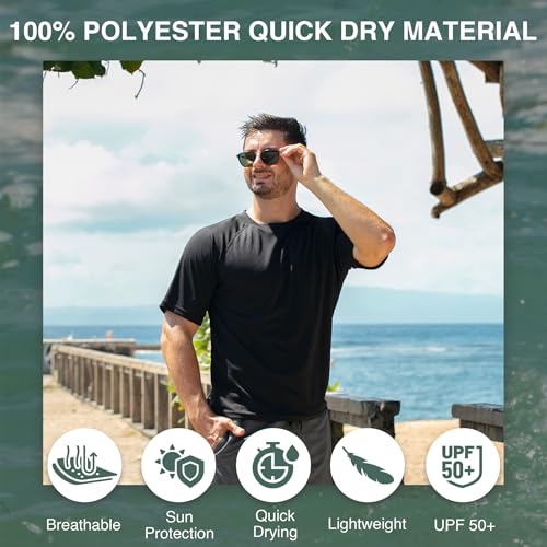 Kanu Surf Men's Short Sleeve UPF 50 Swim Shirt Rash Guard Sun Shirt (Regular & Extended Sizes)2