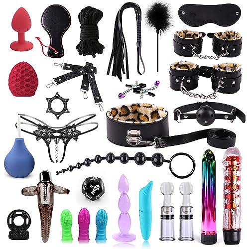 30pcs BDSM Kit Bondaged kit Adult Sex Toy kit for Adult Toys Restraint Set for Sex Accessories BSDM Toys for Couples Sex Things for Couples Kinky Sex Toy Set Sex Kits Sexual Pleasure Tools for Women