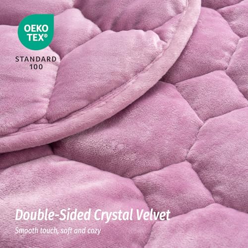 Image of Wemore Weighted Lap Blanket 7lbs for Adults, Small Weighted Blanket for Travel, Calming, Relaxing, Napping and Sleeping, All-Season Weighted Lap Pad, Machine Washable, Purple 24x29 inches