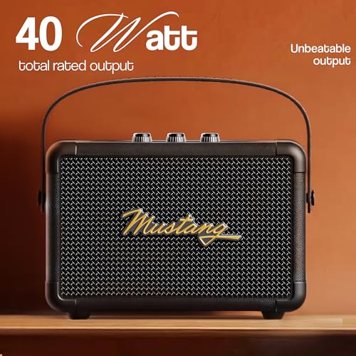 Image of GOBOULT Mustang GT 40, Dual Drivers, Bass Radiator, 6Hrs Battery, Metallic Grill, BTv 6, 40 W Bluetooth Speaker (Apex Black, Stereo Channel)