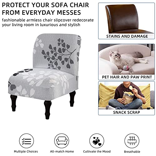 Image of Eco-Ancheng Chair Slipcover, Removable Armless Accent Chair Cover, Polyester and Spandex, Print, Modern, Durable, Machine Washable, Chair Slipcover for Living Dining Room Hotel
