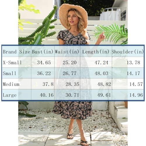 Image of Women's Elegant Floral Dress Coll. (All-Seasons) - Sleeveless /Short /Midi, V-Neck Ruffle, Fashion Casual Party Dresses