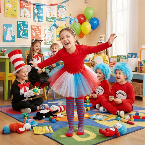 Disfraz completo tutu de tul para niñas azul y rojo miniatura 6