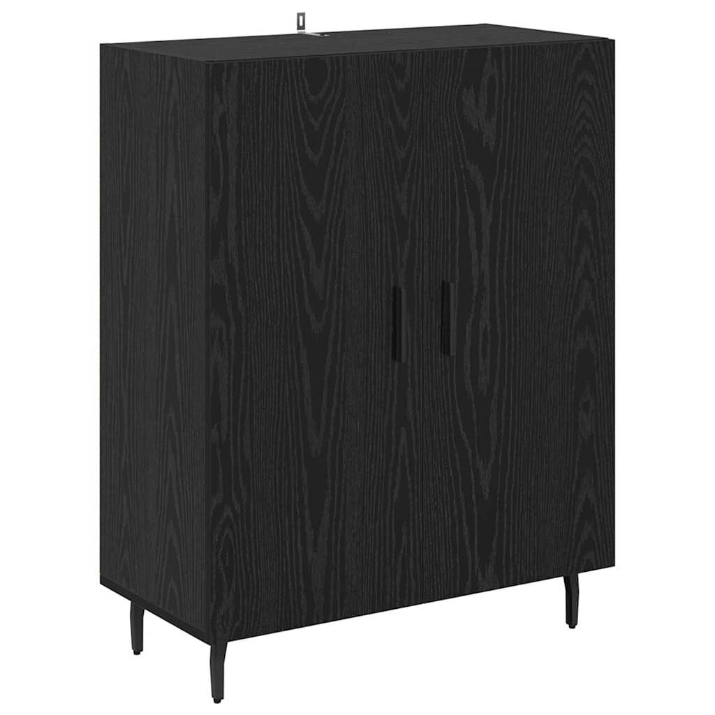 Credenza nera rovere 69,5 x 34 x 90 cm, materiale in legno con 2 ante, design moderno, grande spazio per soggiorno, sala da pranzo, corridoio e ufficio