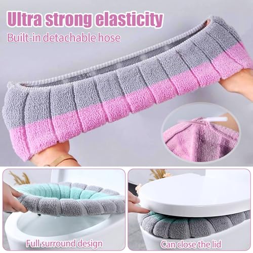 BNGXR WC Sitzwärmer,Toilet Seat Warmer 4 Stück Waschbar Toilettensitz, Universal Toilettensitzbezug Matte Eingebauten Kunststoffring Sitzbezug mit Aufhängeschlaufe für Meisten Toiletten
