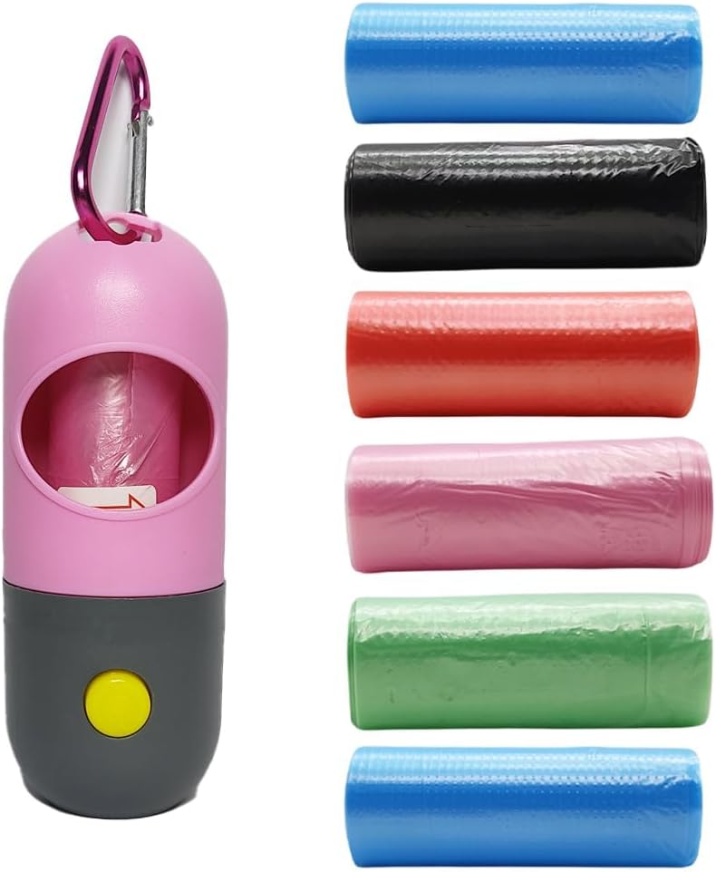Portable Disposable Baby Diaper Nappy Garbage Bag with Led Flashlight ((1 Capsul and 7 Multi Color Garbage Roll))